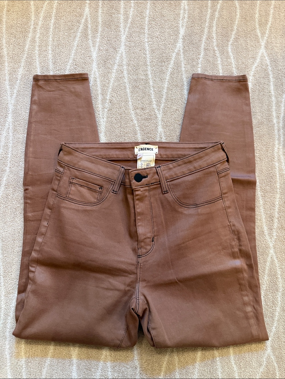 L'AGENCE Women's Chocolate Coated Skinny Jeans in Size 27.